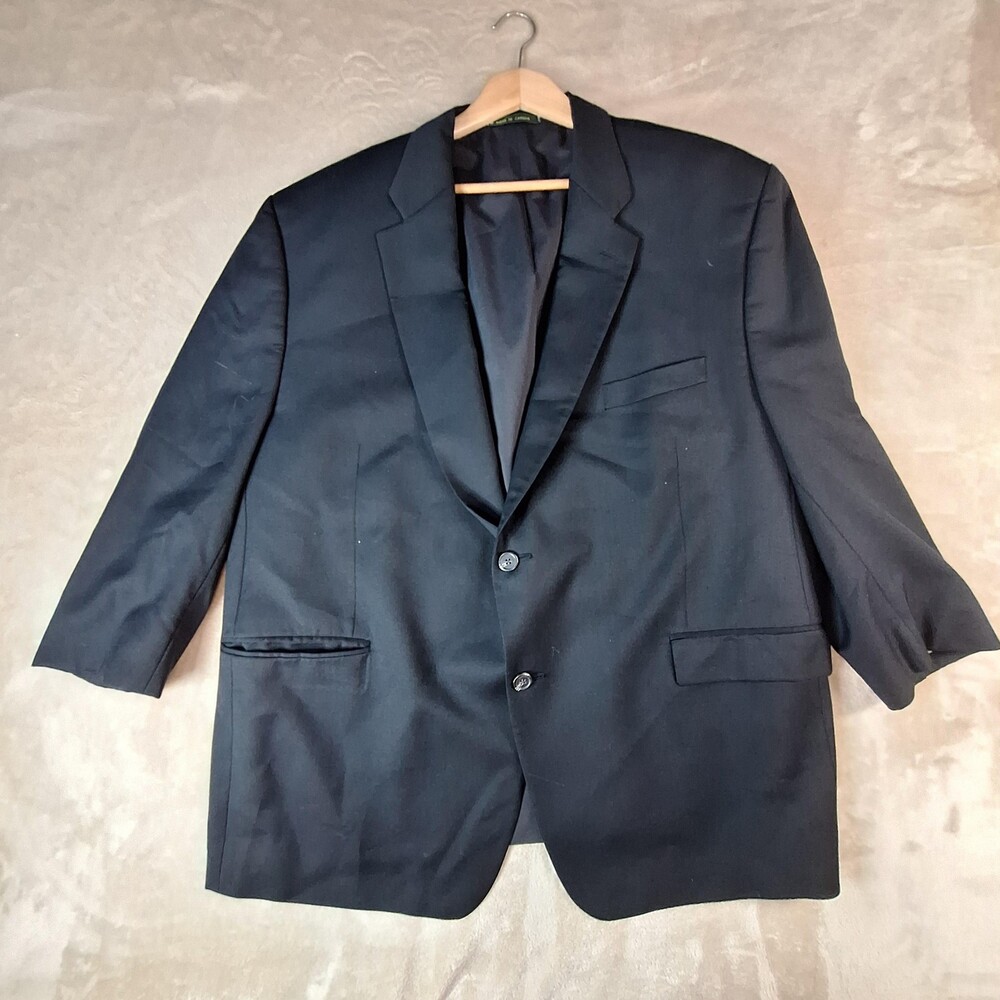 Lauren Ralph Lauren Suit Jacket Mens 50 Black Wool Single Vent 2 Button Formal